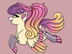 Size: 2800x2100 | Tagged: safe, artist:loryska, derpibooru import, oc, hybrid, female, magical lesbian spawn, offspring, parent:autumn blaze, parent:princess cadance, simple background, solo