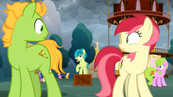 Size: 1365x768 | Tagged: safe, derpibooru import, screencap, amber grain, berry blend, berry bliss, bon bon, daisy, flower wishes, roseluck, sandbar, sweetie drops, earth pony, the ending of the end, friendship student, peppe ronnie