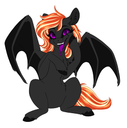 Size: 1822x1829 | Tagged: safe, artist:silkensaddle, derpibooru import, oc, oc only, oc:remnant, bat pony, pony, colored, looking at you, simple background, solo, tongue out, transparent background, void pony