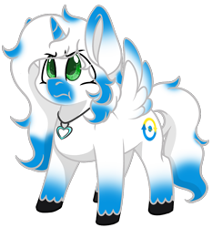 Size: 1045x1121 | Tagged: safe, artist:rokosmith26, derpibooru import, oc, oc only, oc:skyduster, alicorn, pony, angry, chibi, commission, cute, eye clipping through hair, green eyes, jewelry, long hair, long mane, looking up, male, necklace, simple background, solo, spread wings, stallion, standing, tail, transparent background, wings, ych result