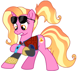 Size: 8760x8167 | Tagged: safe, alternate version, artist:ejlightning007arts, derpibooru import, luster dawn, pony, unicorn, the last problem, absurd resolution, back to the future, clothes, cosplay, costume, crossover, cutie mark, female, jacket, mare, marty mcfly, movie reference, raised hoof, shocked, simple background, sunglasses, transparent background, vector, vest, watch