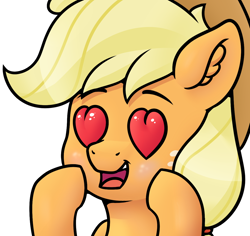 Size: 1178x1114 | Tagged: safe, artist:yelowcrom, derpibooru import, applejack, earth pony, pony, ear fluff, female, heart eyes, mare, simple background, white background, wingding eyes