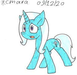 Size: 887x872 | Tagged: safe, artist:cmara, derpibooru import, trixie, pony, unicorn, female, mare, open mouth, simple background, solo, traditional art, white background