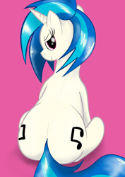 Size: 1240x1754 | Tagged: safe, artist:eel's stuff, derpibooru import, dj pon-3, vinyl scratch, pony, unicorn, both cutie marks, butt, cutie mark, looking at you, looking back, looking back at you, plot, smiling, smirk, solo, vinyl ass