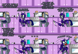 Size: 2562x1786 | Tagged: safe, derpibooru import, oc, oc:adamant, oc:pun, bat pony, pony, agent 707, armor, faic, night guard armor, scythe, toaster