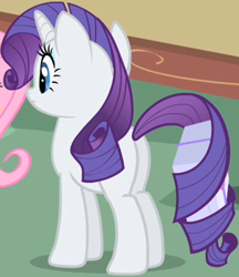 Size: 303x350 | Tagged: safe, derpibooru import, screencap, rarity, pony, unicorn, party of one, butt, confused, cropped, female, mare, plot