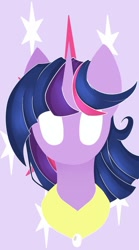 Size: 449x807 | Tagged: safe, artist:kethup-me, derpibooru import, part of a set, twilight sparkle, pony, bust, cutie mark background, female, mare, minimalist, modern art, peytral, solo, white eyes