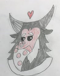 Size: 1748x2225 | Tagged: safe, artist:whistle blossom, derpibooru import, lord tirek, centaur, cute, food, heart, looking at you, male, nom, nose piercing, nose ring, piercing, pizza, simple background, solo, tirebetes, traditional art, white background