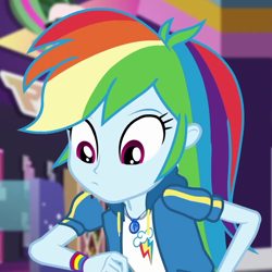 Size: 800x800 | Tagged: safe, derpibooru import, screencap, rainbow dash, better together, equestria girls, holidays unwrapped, animation error, cropped, dashing through the mall, female, geode of super speed, magical geodes, solo