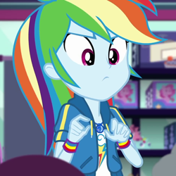 Size: 950x950 | Tagged: safe, derpibooru import, screencap, rainbow dash, better together, equestria girls, holidays unwrapped, cropped, dashing through the mall, female, geode of super speed, magical geodes, solo