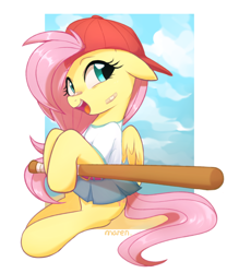 Size: 2500x2855 | Tagged: safe, artist:maren, derpibooru import, fluttershy, pegasus, pony, '90s, 90s grunge fluttershy, backwards ballcap, baseball bat, baseball cap, blushing, cap, clothes, cute, female, gameloft, gameloft interpretation, grunge, hat, mare, open mouth, retro, shyabetes, skirt, solo