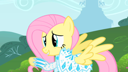 Size: 1280x720 | Tagged: safe, derpibooru import, screencap, fluttershy, pegasus, pony, green isn't your color, solo