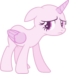Size: 677x728 | Tagged: safe, artist:dreamybae, derpibooru import, oc, oc only, alicorn, pony, alicorn oc, bald, base, eyelashes, floppy ears, frown, horn, simple background, solo, transparent background, wings