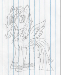 Size: 1096x1344 | Tagged: safe, artist:twin-fan, derpibooru import, oc, oc only, alicorn, pony, alicorn oc, female, horn, lineart, lined paper, mare, solo, traditional art, wings