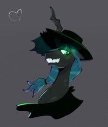 Size: 1072x1262 | Tagged: safe, artist:another_pony, derpibooru import, queen chrysalis, changeling, changeling queen, bust, female, grin, mare, smiling, solo, western