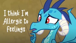 Size: 1920x1080 | Tagged: safe, derpibooru import, edit, edited screencap, screencap, princess ember, dragon, triple threat, quote, solo