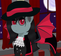 Size: 3500x3200 | Tagged: safe, artist:zethbsoul, derpibooru import, oc, oc:aurora, bat pony, undead, vampire, clothes, night, red eyes