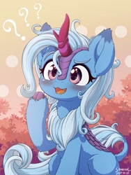 Size: 1500x2000 | Tagged: safe, artist:symbianl, derpibooru import, trixie, kirin, blushing, confused, cute, diatrixes, female, kirin trixie, kirin-ified, open mouth, species swap