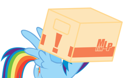 Size: 1100x681 | Tagged: safe, derpibooru import, edit, rainbow dash, pegasus, pony, box, hiding, simple background, solo, vector, white background