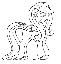 Size: 3800x4000 | Tagged: safe, artist:cherrycandi, derpibooru import, fluttershy, pegasus, pony, female, lineart, mare