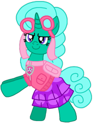 Size: 705x927 | Tagged: safe, artist:徐詩珮, derpibooru import, glitter drops, pony, unicorn, series:sprglitemplight diary, series:sprglitemplight life jacket days, series:springshadowdrops diary, series:springshadowdrops life jacket days, alternate universe, clothes, cute, female, glitterbetes, i can't believe it's not ejlightning007arts, mare, paw patrol, simple background, skye (paw patrol), transparent background