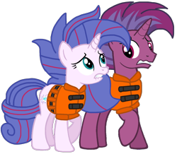 Size: 1206x1052 | Tagged: safe, artist:徐詩珮, derpibooru import, oc, oc:aurora (tempest's mother), oc:transparent (tempest's father), series:sprglitemplight diary, series:sprglitemplight life jacket days, series:springshadowdrops diary, series:springshadowdrops life jacket days, base used, female, husband and wife, lifejacket, male, simple background, transparent background