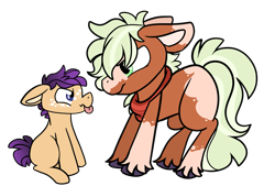 Size: 2975x2016 | Tagged: safe, artist:greyestgray, derpibooru import, oc, oc only, oc:fuji forest, oc:honey gold, pony, baby, baby pony, colt, magical lesbian spawn, male, offspring, parent:applejack, parent:rarity, parents:rarijack, siblings, simple background, transparent background