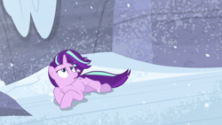 Size: 1920x1080 | Tagged: safe, derpibooru import, screencap, starlight glimmer, pony, unicorn, the ending of the end, female, mare, snow, solo, windswept mane