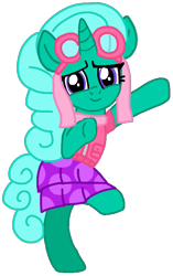 Size: 539x858 | Tagged: safe, artist:徐詩珮, derpibooru import, glitter drops, pony, unicorn, series:sprglitemplight diary, series:sprglitemplight life jacket days, series:springshadowdrops diary, series:springshadowdrops life jacket days, alternate universe, clothes, cute, female, glitterbetes, mare, paw patrol, simple background, skye (paw patrol), transparent background