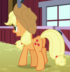 Size: 540x550 | Tagged: safe, derpibooru import, screencap, applejack, earth pony, pony, brotherhooves social, butt, cropped, plot, solo