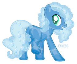 Size: 1200x1009 | Tagged: safe, artist:jennieoo, derpibooru import, oc, oc only, goo, goo pony, original species, pony, bubble, commission, cute, female, foam, mare, simple background, slime, smiling, solo, transparent background