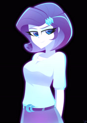 Size: 2292x3264 | Tagged: safe, artist:xan-gelx, derpibooru import, rarity, equestria girls, alternate hairstyle, black background, hair, short hair, simple background, solo