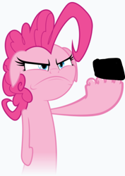 Size: 496x699 | Tagged: safe, artist:needed, derpibooru import, edit, pinkie pie, earth pony, pony, angry, censored, hoof fingers, middle finger, solo, unnecessary censorship, vulgar