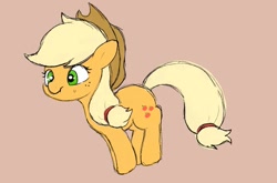 Size: 1139x751 | Tagged: safe, artist:mochi_nation, derpibooru import, applejack, earth pony, pony, :t, female, mare, red background, simple background, solo