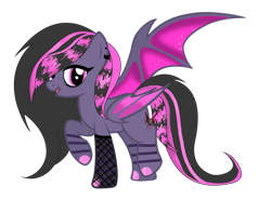 Size: 2846x2107 | Tagged: safe, artist:nightfoxgangsters, derpibooru import, oc, oc only, oc:zoe, bat pony, bat pony oc, bat wings, emo, female, simple background, solo, transparent background, wings