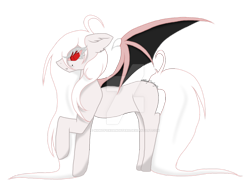 Size: 1280x960 | Tagged: safe, artist:nightfoxgangsters, derpibooru import, oc, oc only, oc:white fang, vampire, vampony, deviantart watermark, female, floppy ears, large mane, long hair, obtrusive watermark, red eyes, simple background, solo, transparent background, watermark