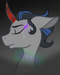 Size: 378x478 | Tagged: safe, artist:joystick12, derpibooru import, king sombra, pony, unicorn, bust, crying, eyes closed, floppy ears, former good king sombra, good king sombra, head, headcanon, horn, male, solo, stallion