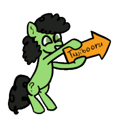 Size: 560x560 | Tagged: dead source, safe, artist:wren, edit, editor:anonymous, oc, oc:anon filly, earth pony, pony, /mlp/, 4chan, advertisement, advertising, animated, arrow, bobbing, excited, female, filly, gif, happy, holding, mare, meta, sign, simple background, smiling, solo, transparent background, twibooru