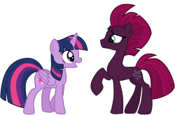 Size: 12535x8272 | Tagged: safe, alternate version, artist:ejlightning007arts, derpibooru import, fizzlepop berrytwist, tempest shadow, twilight sparkle, twilight sparkle (alicorn), alicorn, unicorn, my little pony: the movie, base used, broken horn, female, horn, lesbian, mare, open mouth, raised hoof, shipping, simple background, tempestlight, transparent background, vector