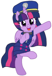 Size: 712x1044 | Tagged: safe, artist:徐詩珮, derpibooru import, twilight sparkle, twilight sparkle (alicorn), alicorn, pony, series:sprglitemplight diary, series:sprglitemplight life jacket days, series:springshadowdrops diary, series:springshadowdrops life jacket days, alternate universe, chase (paw patrol), clothes, female, paw patrol, simple background, transparent background