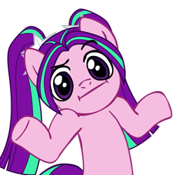 Size: 945x945 | Tagged: safe, artist:nano23823, derpibooru import, aria blaze, earth pony, pony, .svg available, :i, base used, bust, equestria girls ponified, eyelashes, female, looking at you, mare, ponified, shrug, shrugpony, simple background, solo, svg, transparent background, underhoof, vector