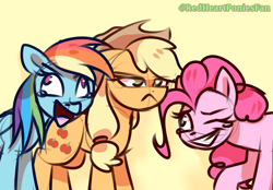 Size: 1876x1309 | Tagged: safe, artist:redheartponiesfan, derpibooru import, applejack, pinkie pie, rainbow dash, earth pony, pegasus, pony, :<, applejack is not amused, crying, derp, faic, female, laughing, laughing wolves meme, mare, meme, ponified animal photo, ponified meme, sketch, tears of laughter, unamused