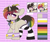 Size: 2400x2000 | Tagged: safe, artist:etoz, derpibooru import, oc, oc only, oc:agap, pony, unicorn, angry, bell, blushing, cat bell, clothes, collar, cute, femboy, horn, male, multicolored hair, rainbow hair, reference sheet, socks, stallion, stockings, text, thigh highs, tsundere, unicorn oc