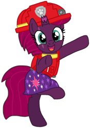 Size: 727x1037 | Tagged: safe, artist:徐詩珮, derpibooru import, fizzlepop berrytwist, tempest shadow, series:sprglitemplight diary, series:sprglitemplight life jacket days, series:springshadowdrops diary, series:springshadowdrops life jacket days, alternate universe, clothes, dancing, female, marshall (paw patrol), paw patrol, simple background, solo, transparent background