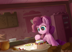 Size: 2500x1800 | Tagged: safe, artist:emeraldgalaxy, derpibooru import, pinkie pie, earth pony, pony, baking, cake, food, solo