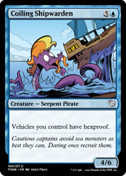 Size: 375x523 | Tagged: safe, artist:andypriceart, derpibooru import, edit, idw, steven magnet, sea serpent, spoiler:comic89, ccg, facial hair, magic the gathering, moustache, ship, trading card, trading card edit