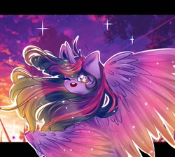 Size: 1500x1350 | Tagged: safe, artist:rainbowmoon2512, derpibooru import, twilight sparkle, twilight sparkle (alicorn), alicorn, looking at you, looking back, one eye closed, open mouth