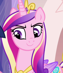 Size: 1076x1235 | Tagged: safe, derpibooru import, screencap, princess cadance, alicorn, pony, games ponies play, cropped, female, mare, raised eyebrow, smiling, smirk, smug, solo