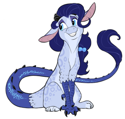 Size: 1280x1226 | Tagged: safe, artist:9centschange, derpibooru import, oc, oc only, oc:astraea, draconequus, hybrid, draconequus oc, female, hair tie, interspecies offspring, offspring, parent:discord, parent:rarity, parents:raricord, simple background, sitting, smiling, solo, transparent background