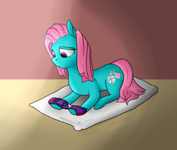 Size: 1738x1472 | Tagged: safe, artist:uteuk, derpibooru import, minty, earth pony, pony, g3, clothes, ripping clothes, socks